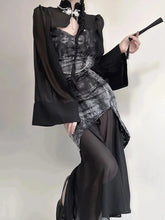 Gothic Qipao Midikleid mit weiten Ärmeln